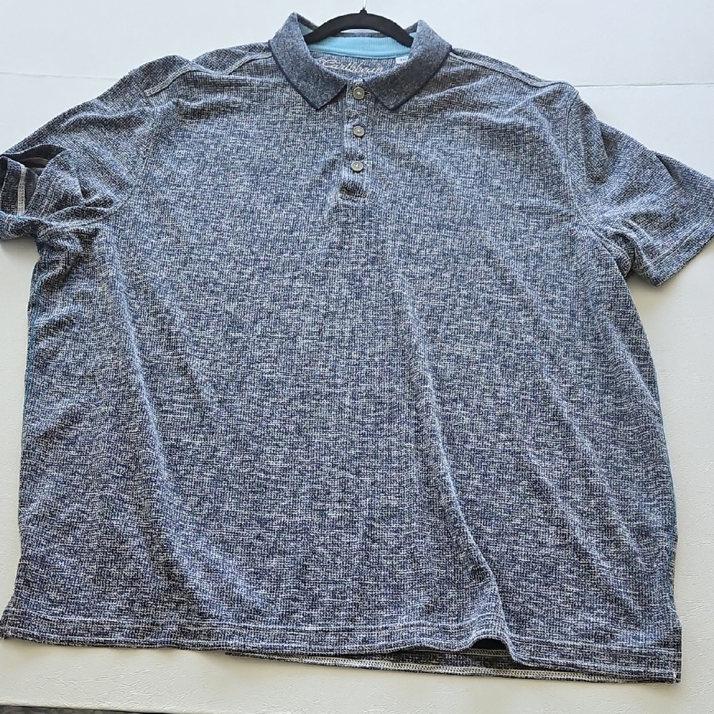 Caribbean Blue and Gray Polo Shirt